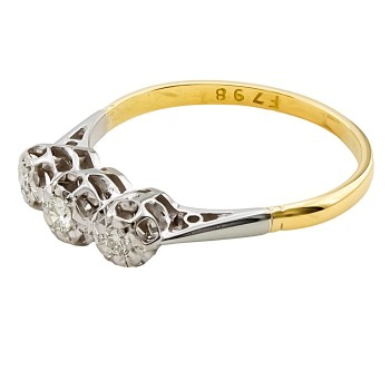 18ct Gold & Platinum Diamond 3 Stone Ring size P